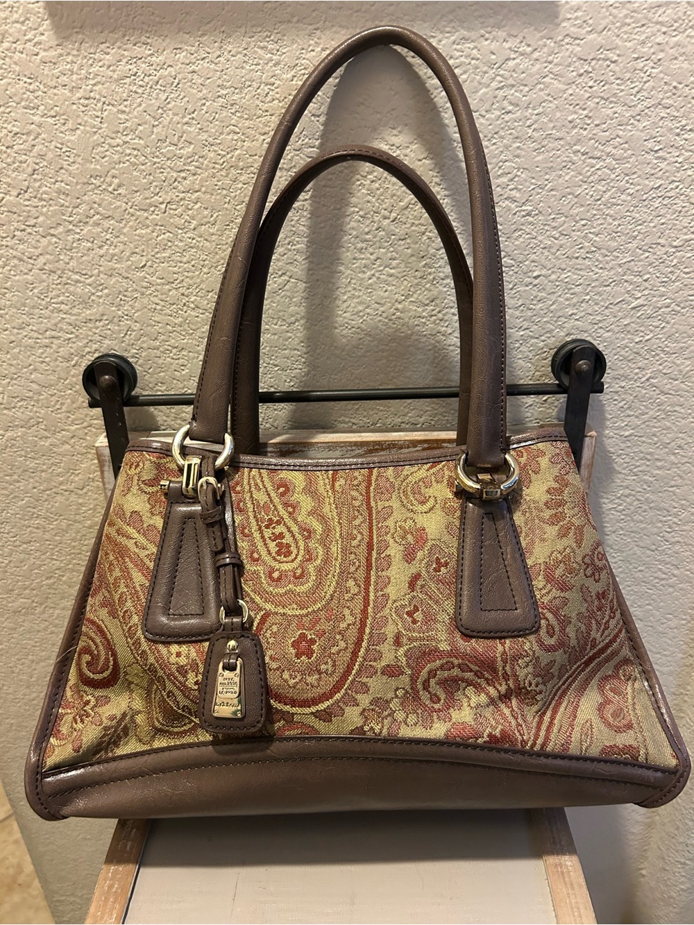 Vintage Liz Claiborne Paisley Tapestry Satchel Handbag - Pristine / Never Used